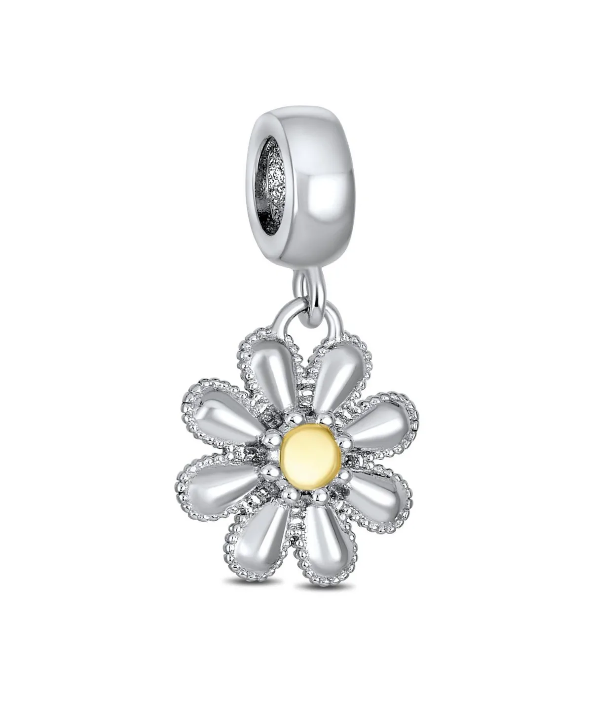 Cubic Zirconia Floral Dangle Charm in 14k Gold-Plated Sterling Silver by Bling Jewelry