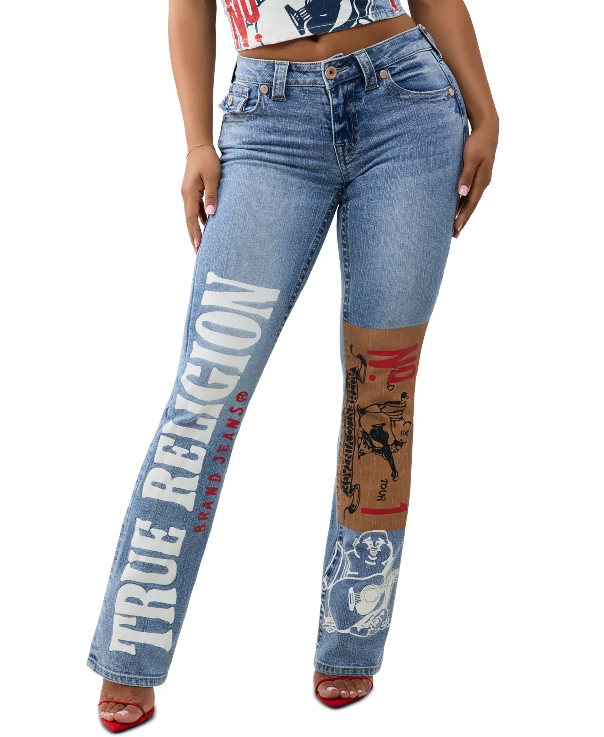 Becca Mid-Rise Stretch Cotton-Blend Bootcut Jeans by True Religion