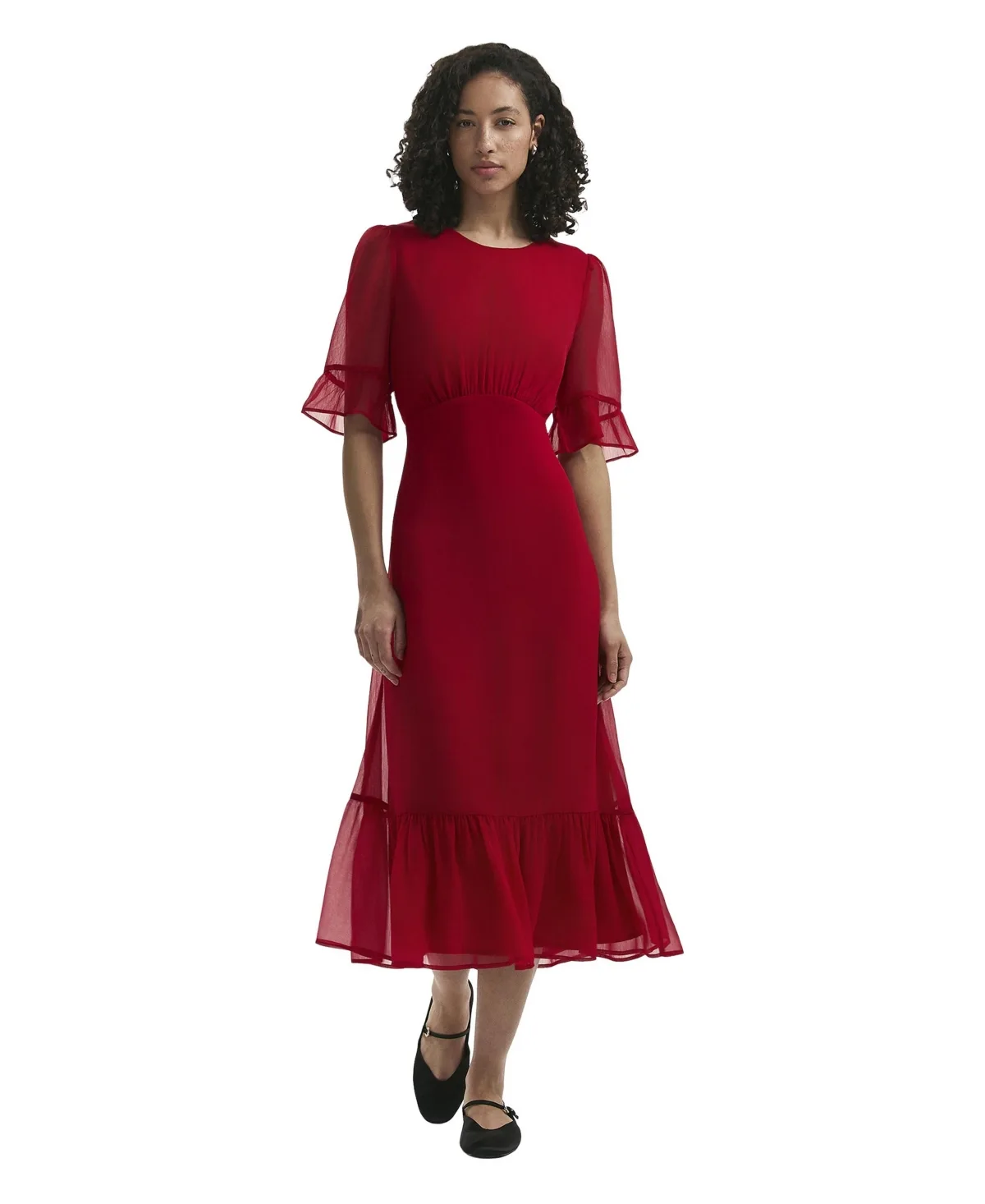 Jennifer Short Sleeve Chiffon Midi Dress