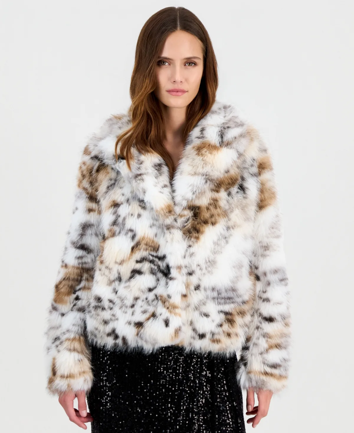 Cropped Animal-Print Faux-Fur Jacket by Anne Klein