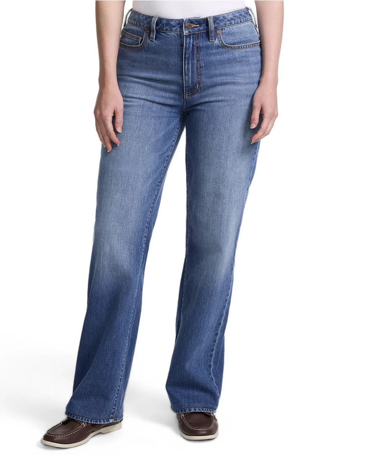 Soft Denim Mid Rise Relaxed Straight Leg Jeans