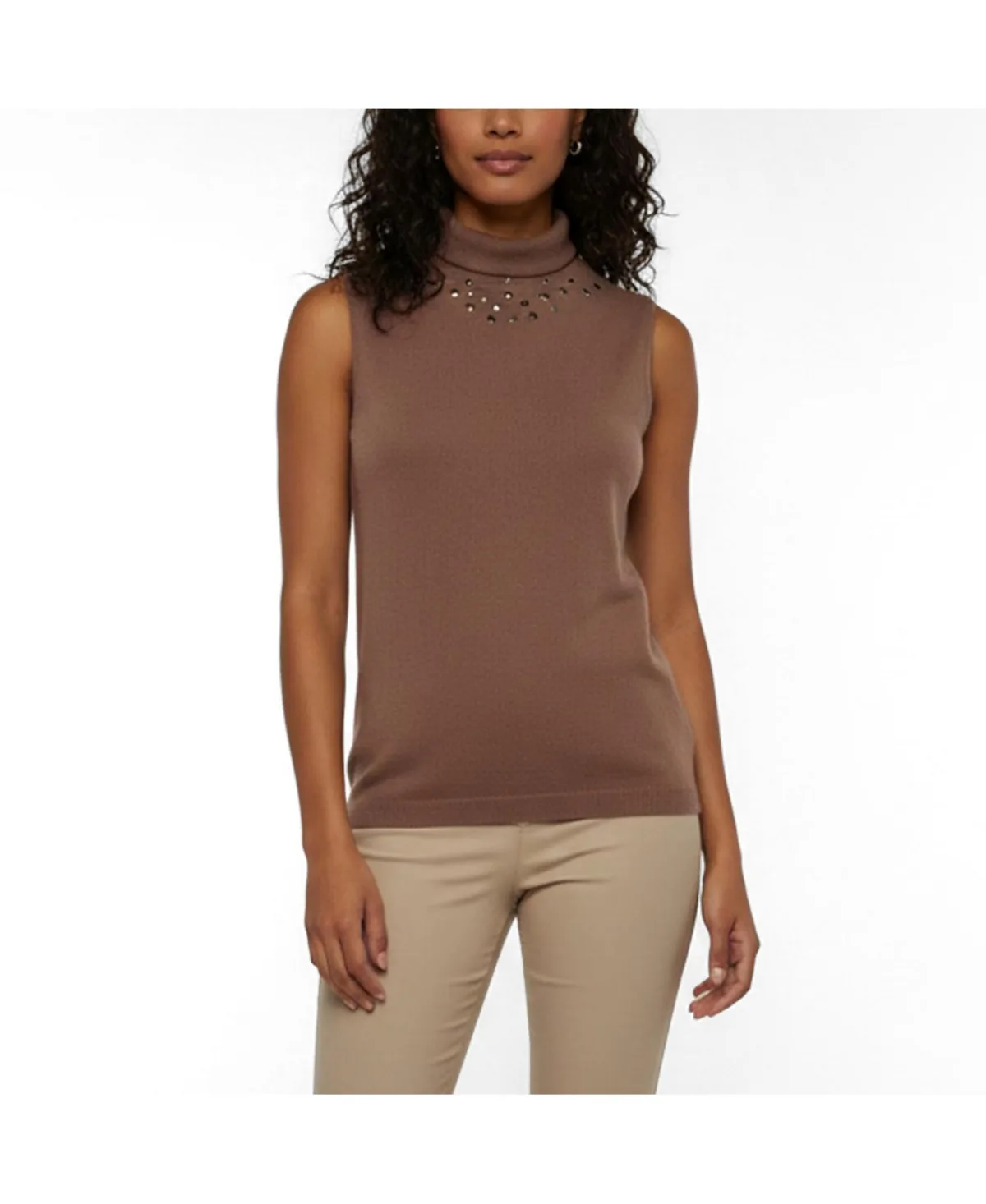 Pre-Owned Stud-Embellished Sleeveless Turtleneck Top by Dolce & Gabbana