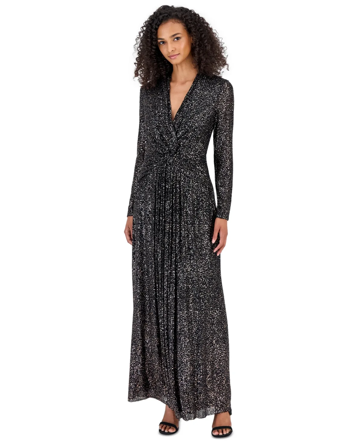 Twist Front V-Neck Plisse Maxi Dress by Anne Klein