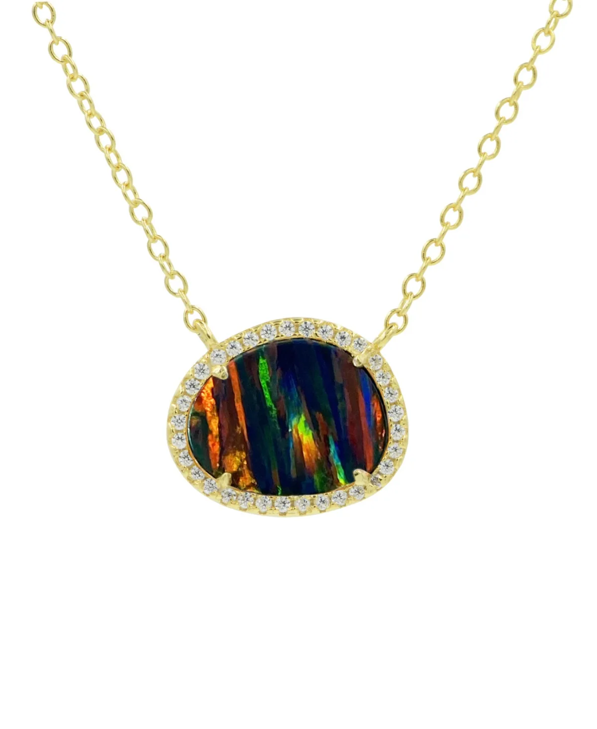 Kokoto Necklace with Lab Grown Opal in 14k Gold Plated Sterling Silver by Kamaria