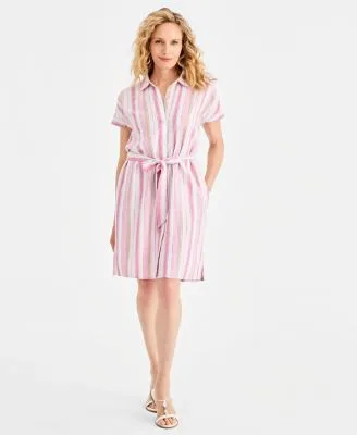 Striped Short Sleeve Shirtdress by Style & Co