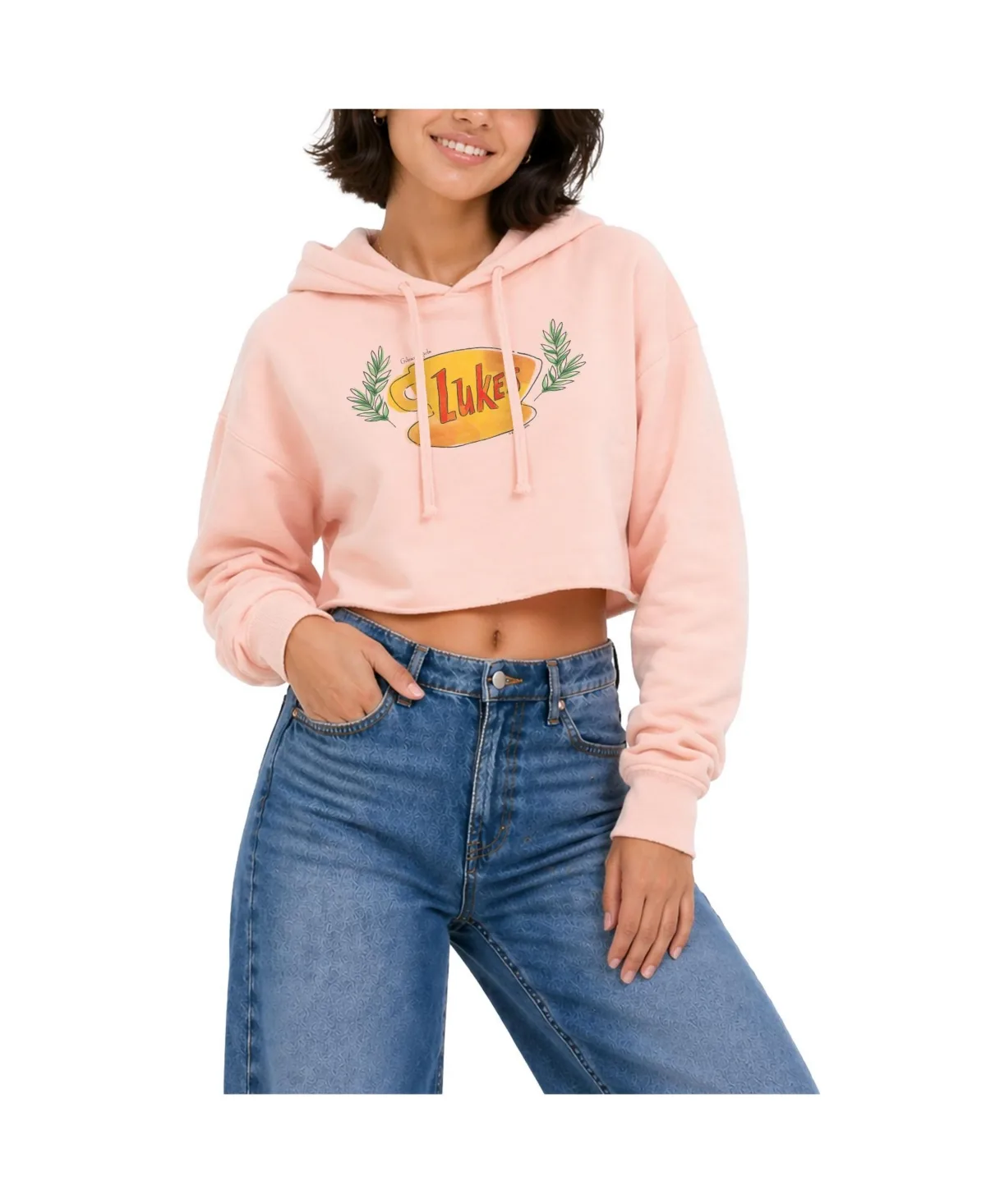 Lukes Coffee Cup Cropped Graphic Hoodie by Gilmore Girls