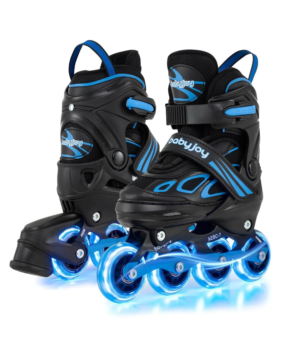 Adjustable Inline Skates Ages 5-7 4 Sizes Adjustable Blade Roller with Light-Up Wheels by Costway