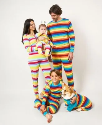 Matching Family Colorful Rainbow Striped Cotton Pajamas by Leveret