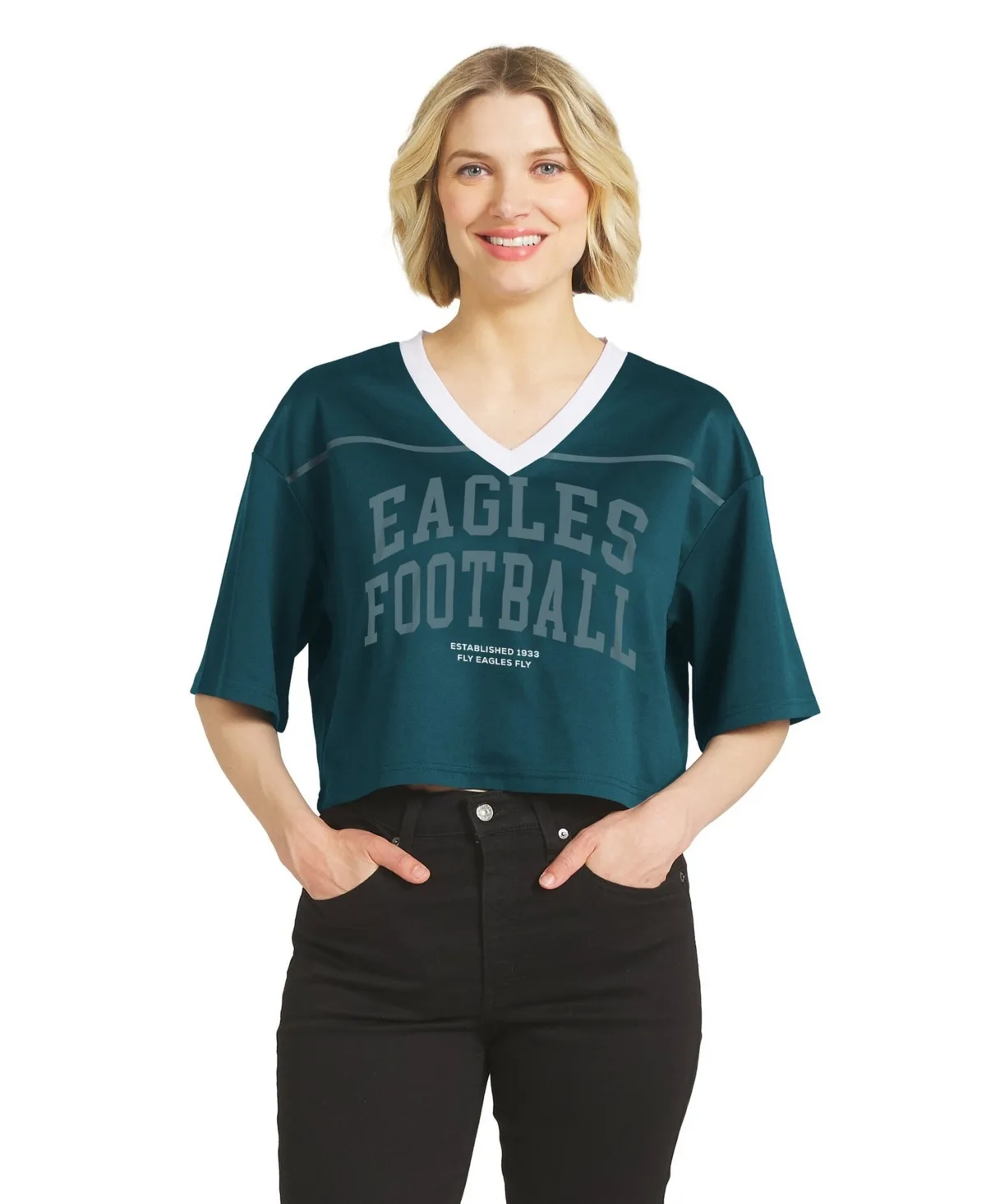 Wear by Erin Andrews Philadelphia Eagles Cropped V-Neck T-Shirt by Wear by Erin Andrews