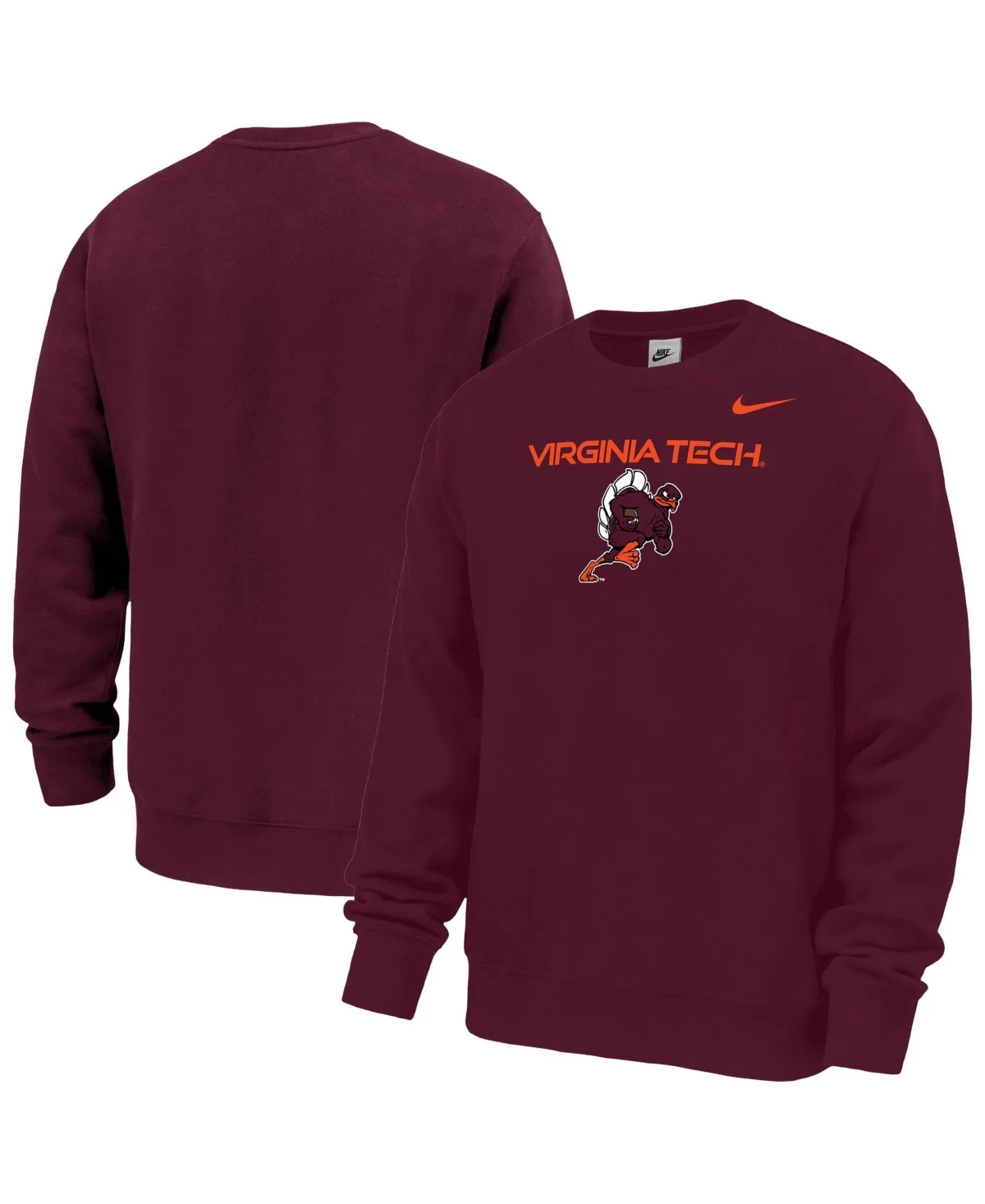 Virginia Tech Hokies Rushing Hokie Club Fleece Sweatshirt by Nike