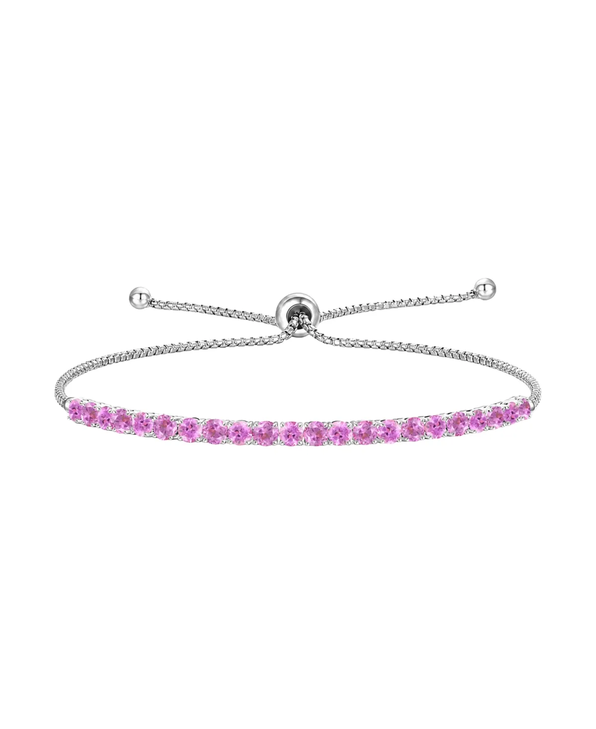 Lab-Grown Opal (1-3/4 ct. t.w.) Bolo Bracelet in Sterling Silver - Lab-Grown Pink Sapphire