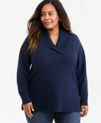 Shawl Collar Cotton Blend Sweater by Style & Co