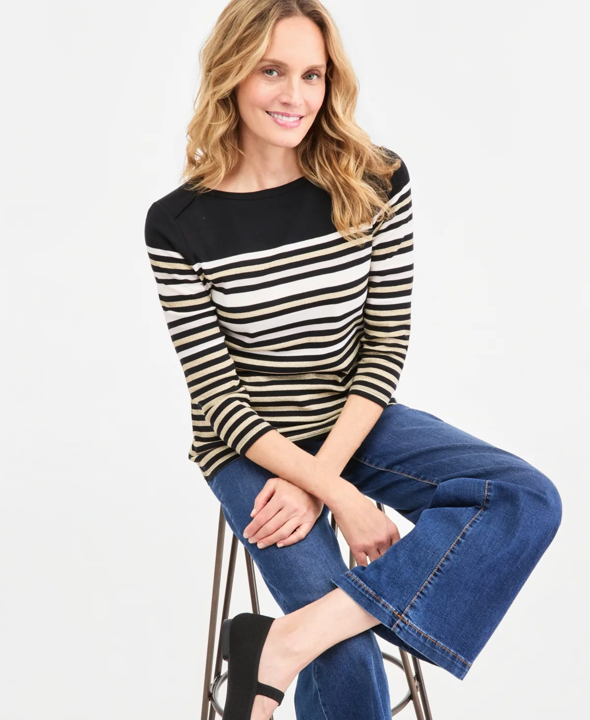 Striped-Henley T-Shirt by Style & Co