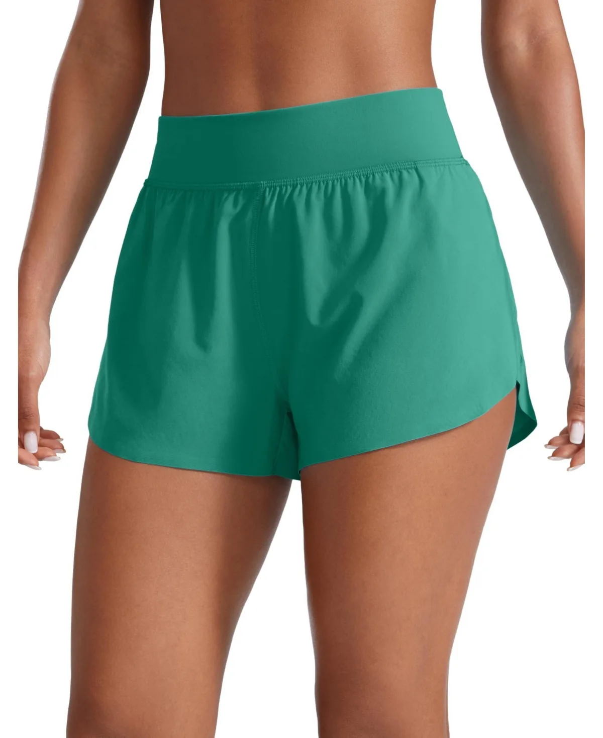 High Waisted Split Running Shorts 3 Inch Quick Dry Soft Fabric Built in Liner