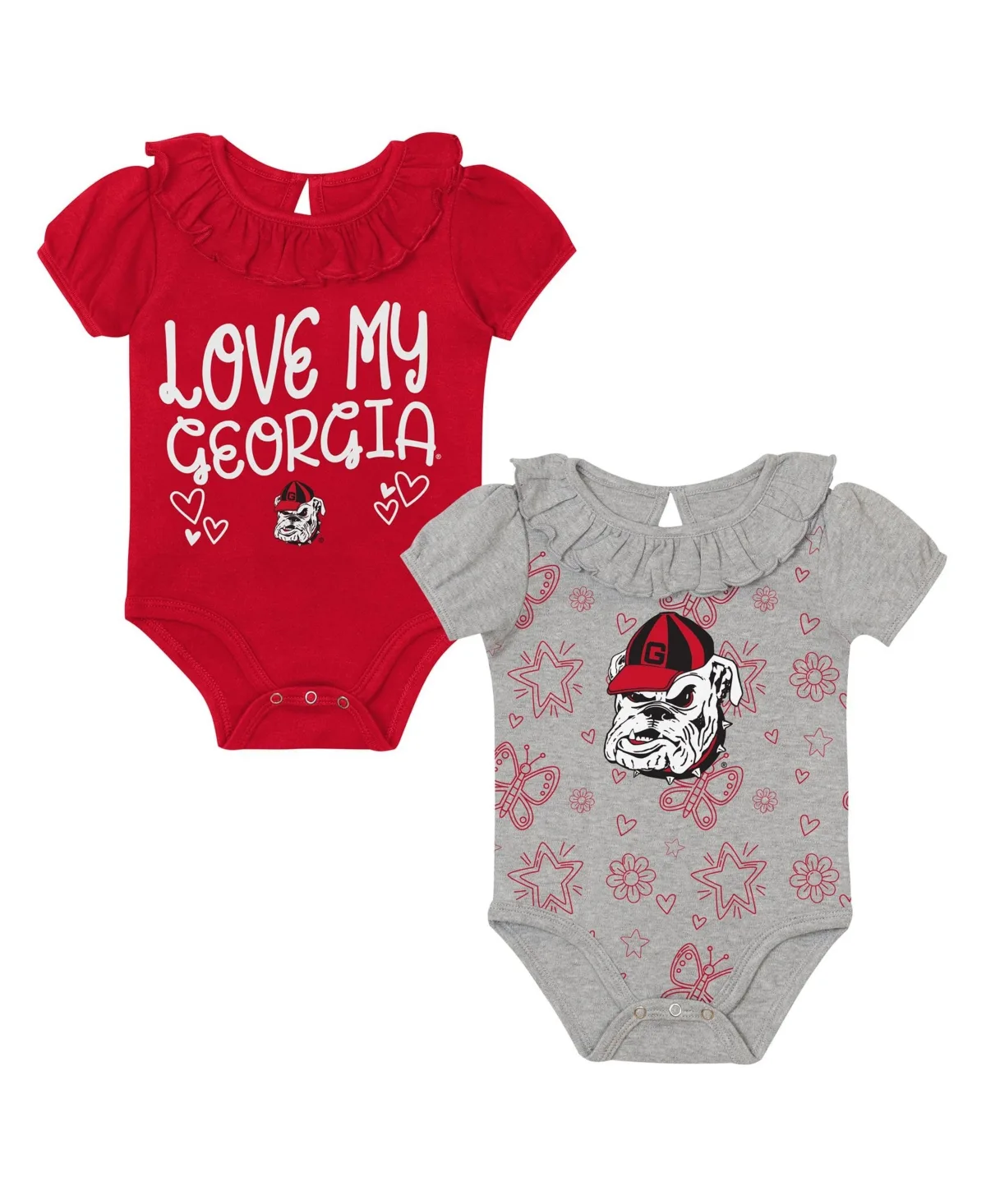 Georgia Bulldogs Two-Pack Playtime Ruffle Bodysuit Set by Outerstuff