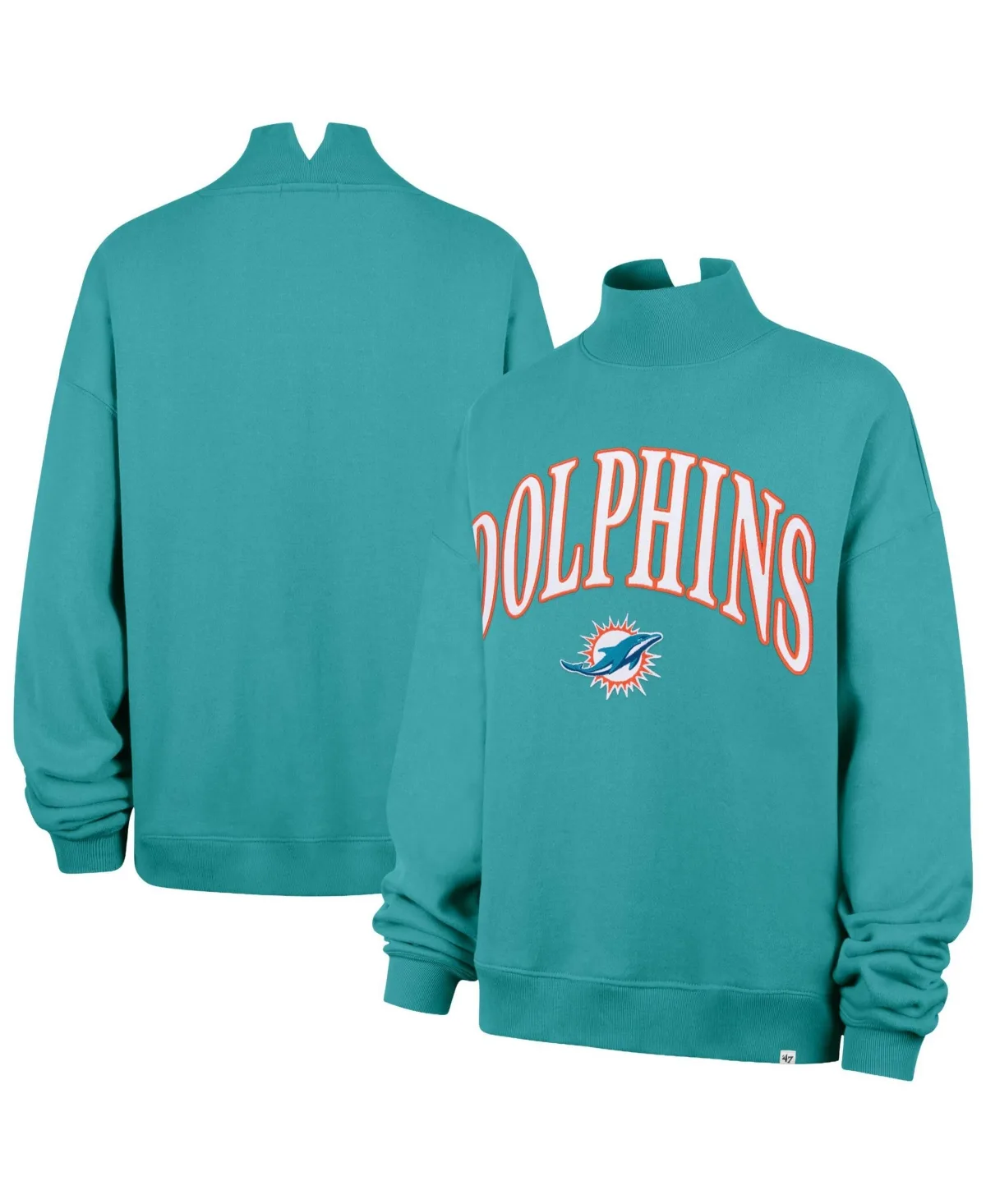 Miami Dolphins Oversized Vantage Mock Neck Sweatshirt by 47 Brand