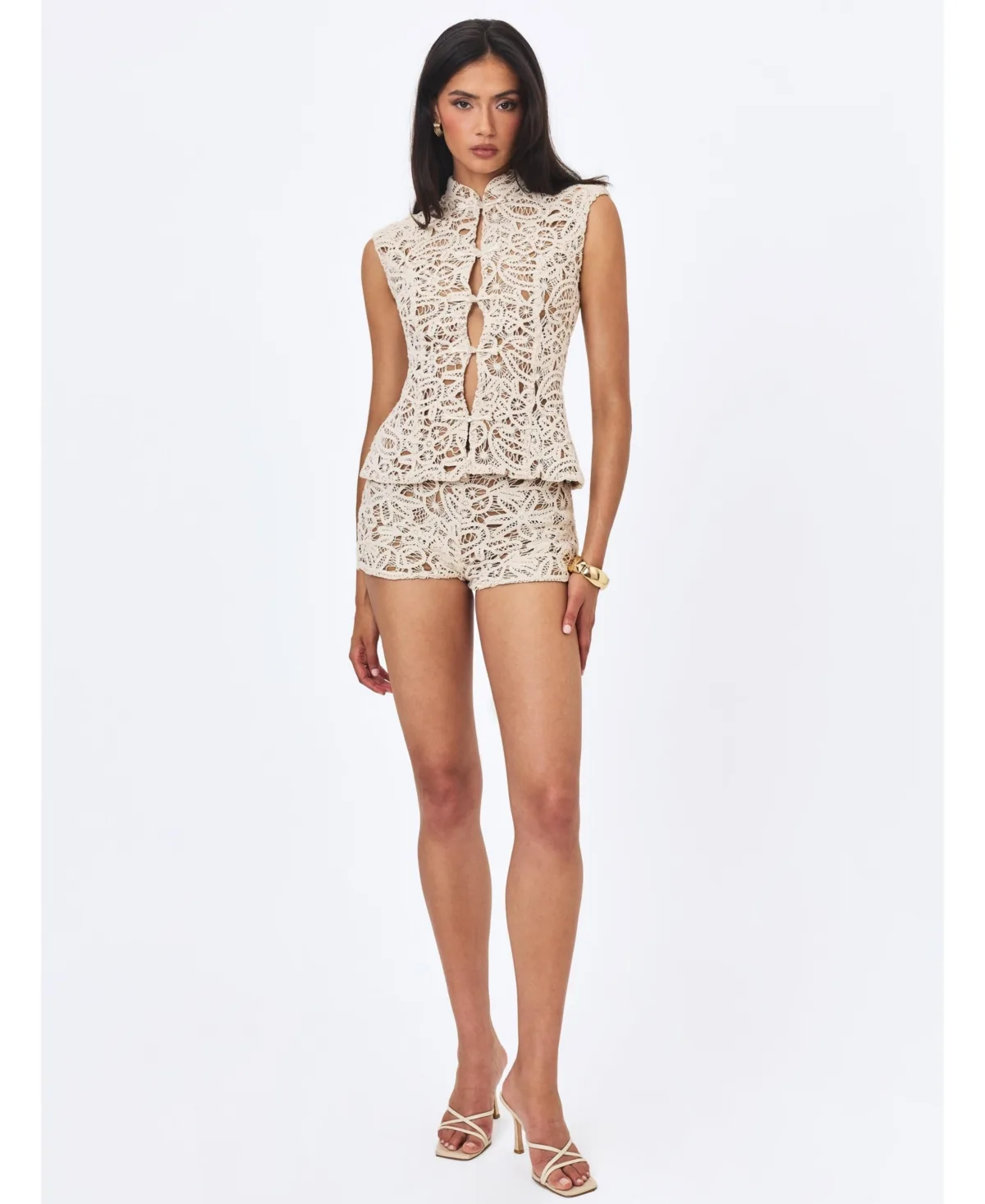 Rosanne Low-Rise Crochet Shorts, 11" Inseam