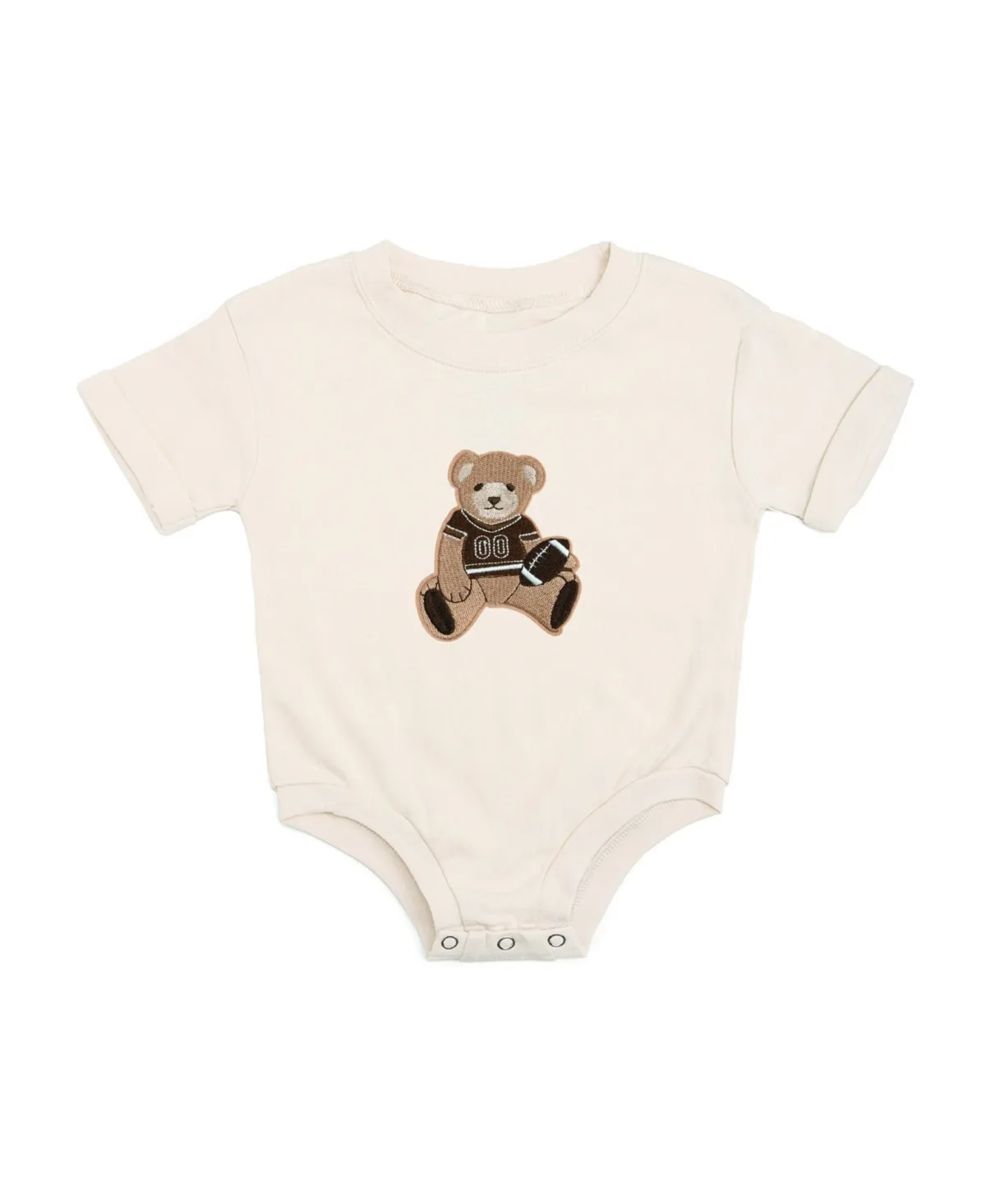 Teddy Bear Patch Short Sleeve Romper by Sweet Wink