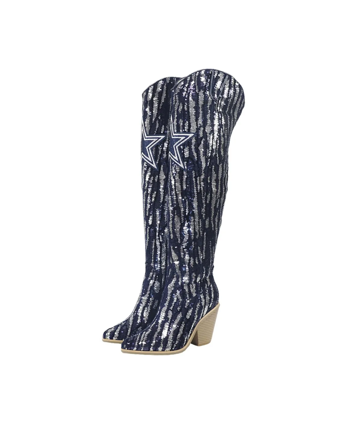 Dallas Cowboys Over-the-Knee Two-Tone Sequin Boots by Fabgating by Cuce