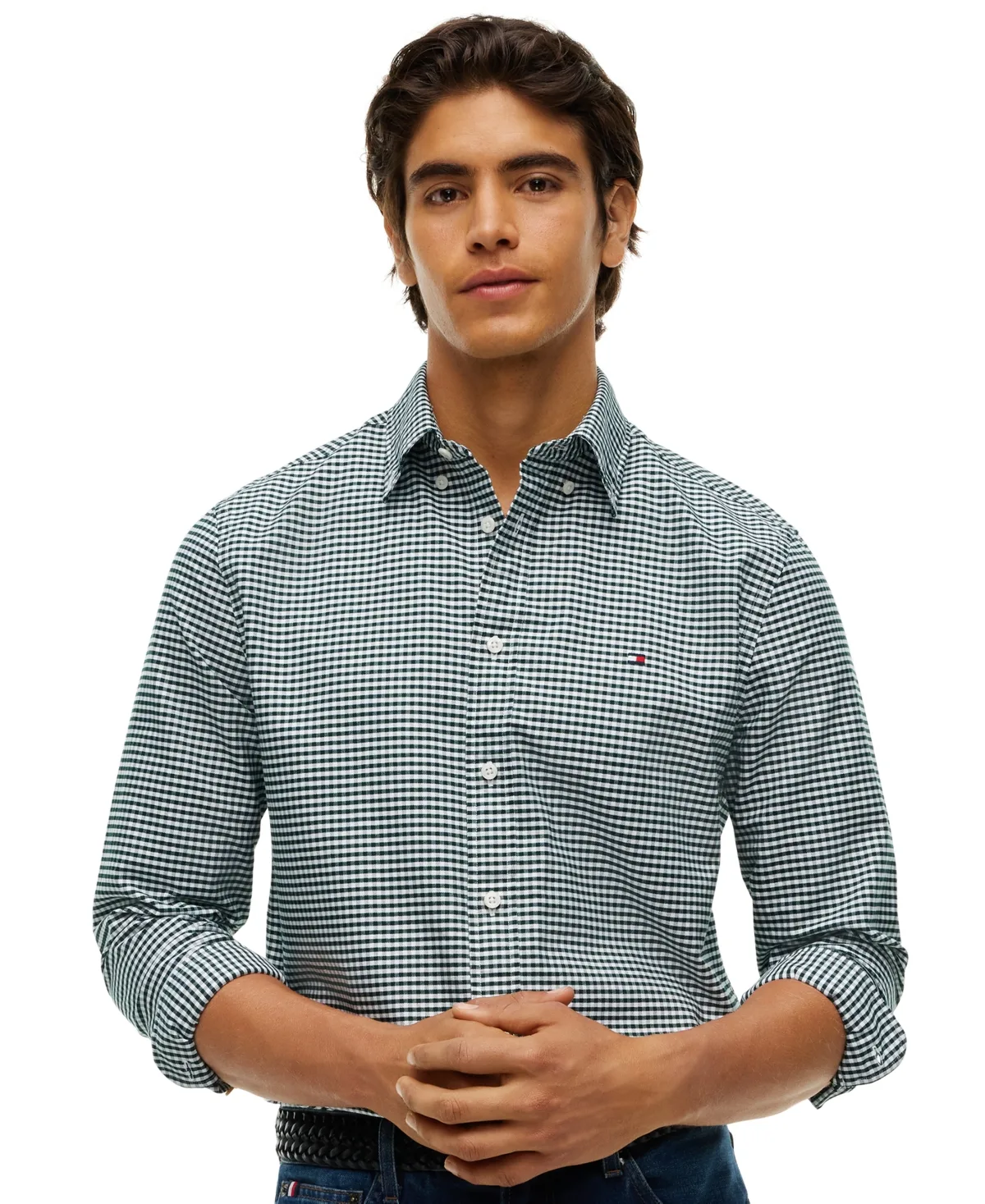 Gingham Long Sleeve Button-Down Oxford Shirt by Tommy Hilfiger