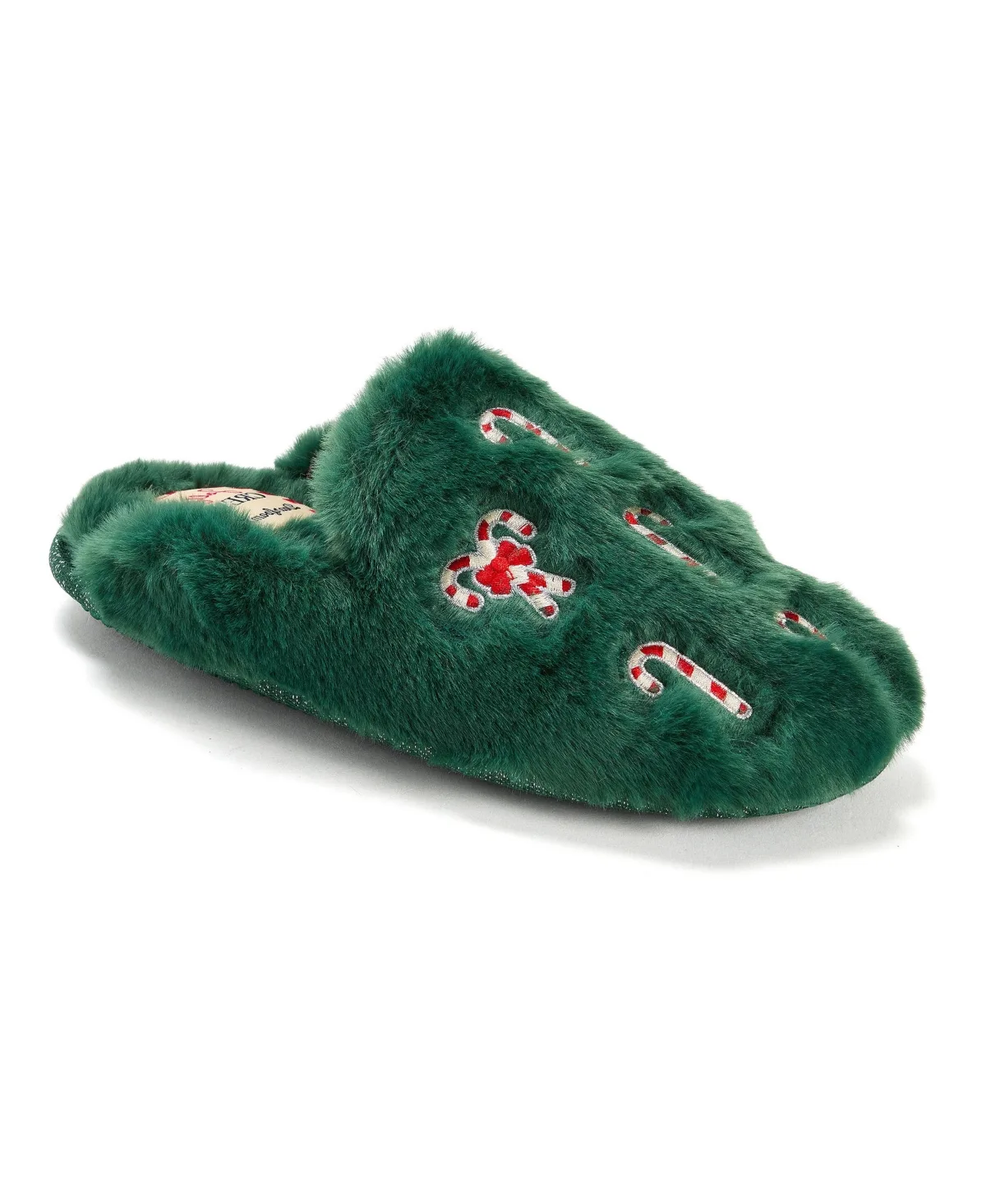 Holiday Fur Shaped Tab Scuff Slippers