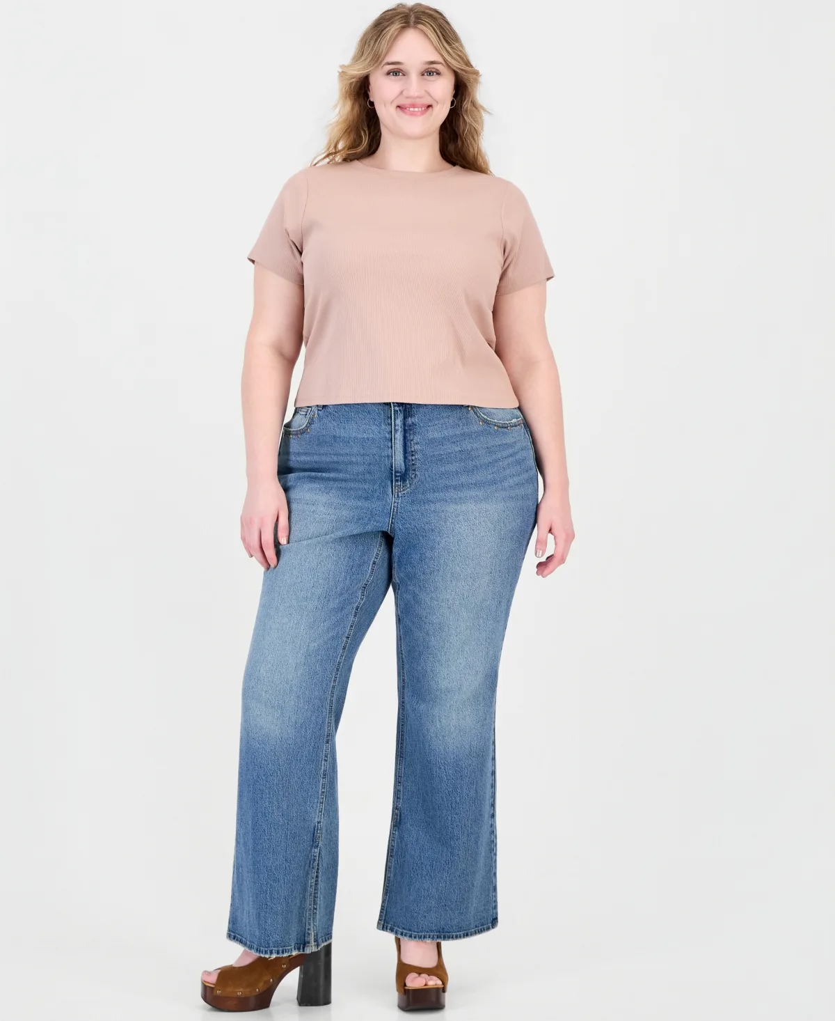 Side Slit High-Rise Bootcut Denim Jeans by And Now This