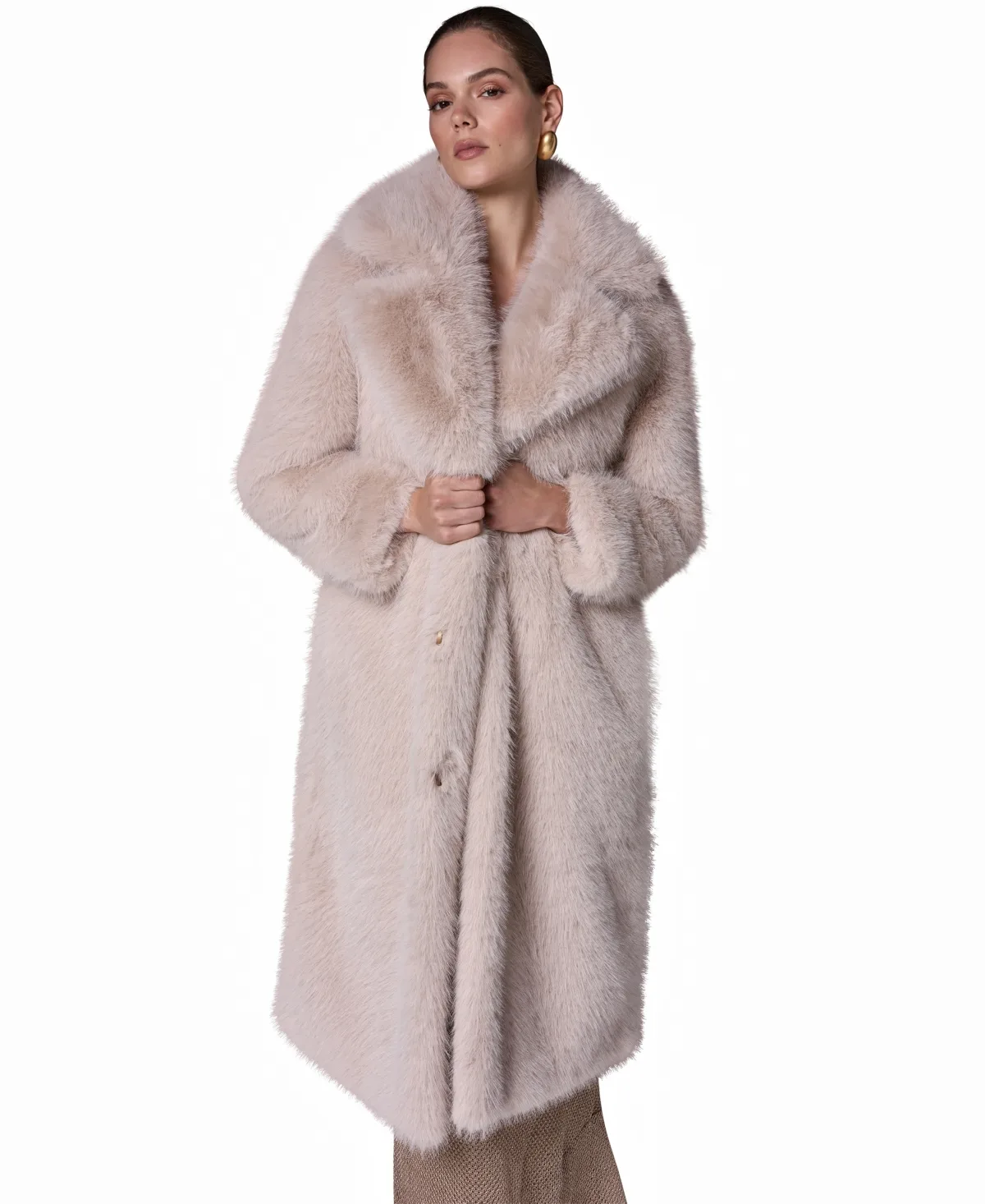 Maxi Collared Faux-Fur Coat by Donna Karan New York