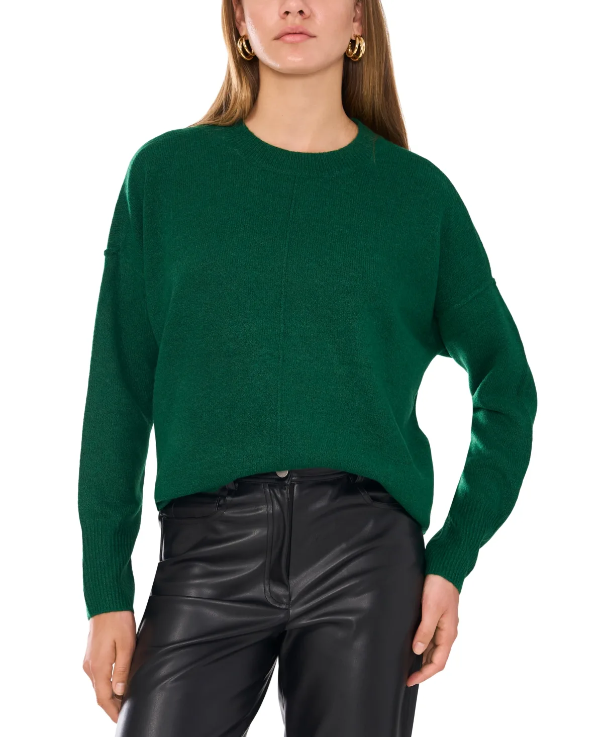 Cozy Crewneck Long-Sleeve Extend-Shoulder Sweater by Vince Camuto