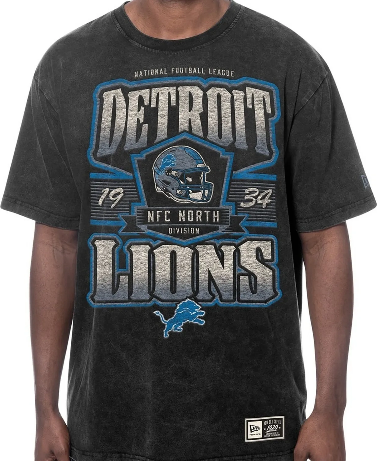 Detroit Lions Relaxed-Fit Mineral-Wash T-Shirt by New Era