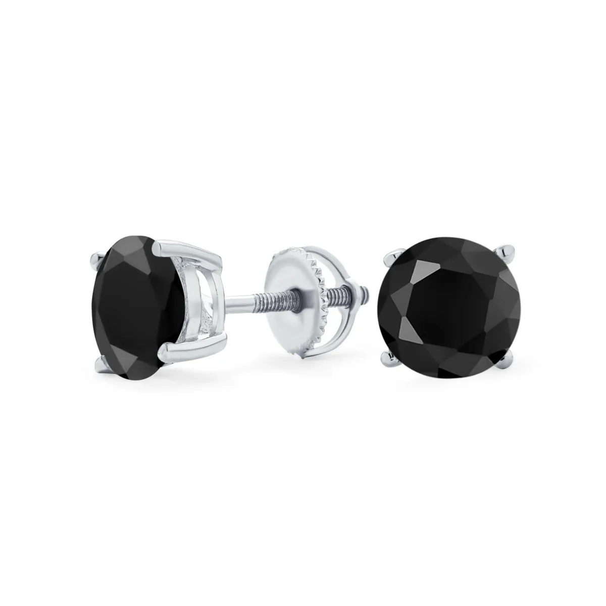 Cubic Zirconia Stud Earrings Screwback Gold Plated Sterling Silver