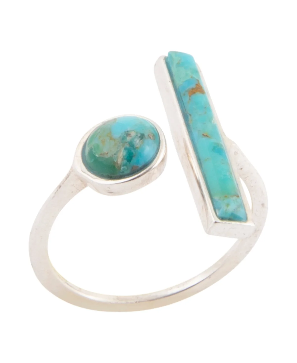 Blue Turquoise Adjustable Silver Ring by Barse