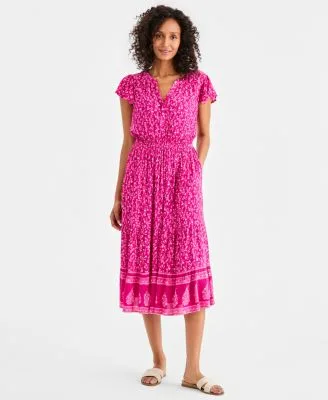 Printed Tiered Midi Dress by Style & Co