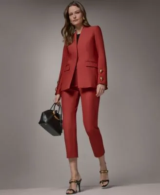 Collarless Blazer Mid Rise Slim Pants by Donna Karan New York