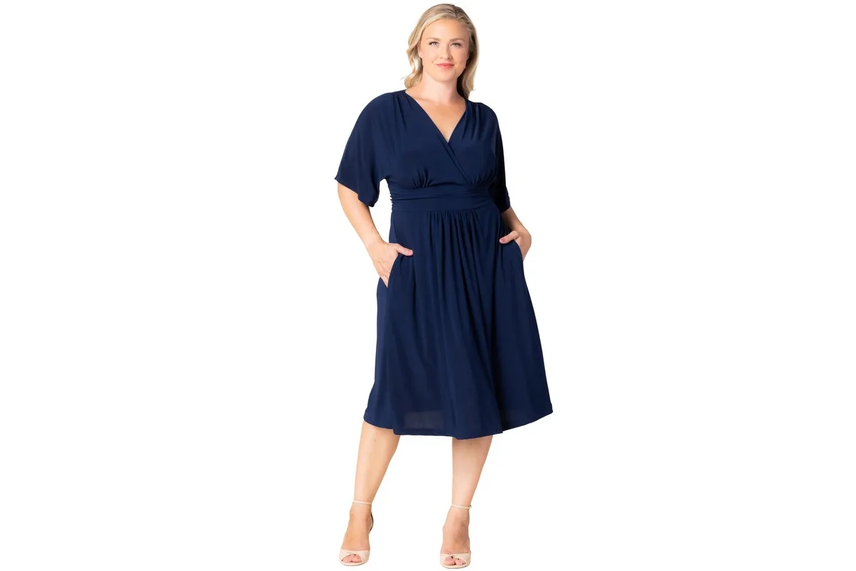 Gia A-Line Midi Dress with Pockets