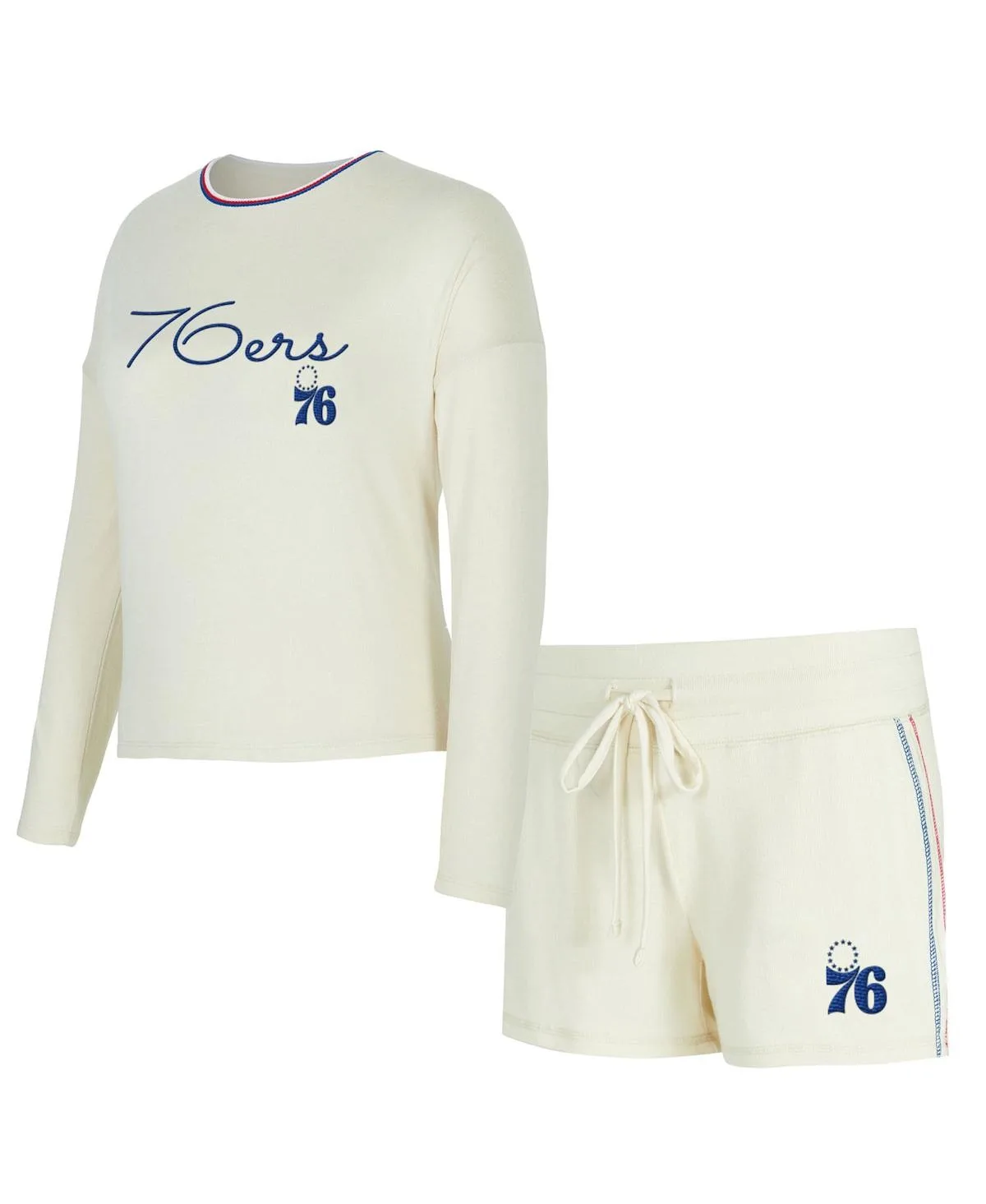 2-Piece Philadelphia 76ers Kaki Hacci Knit Long Sleeve Top and Shorts Set by Concepts Sport