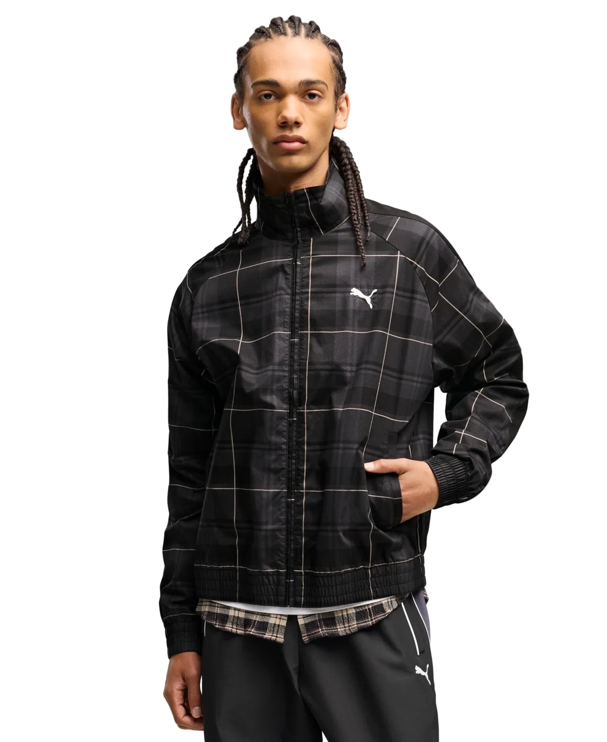 T7 Tartan Relaxed-Fit Track Jacket