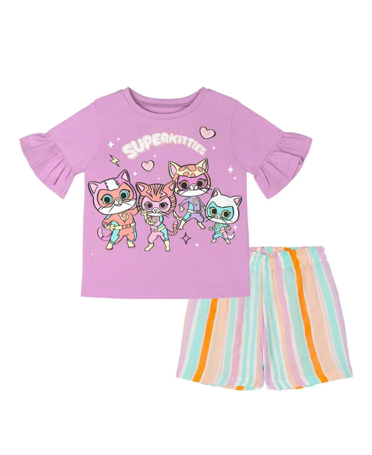 2-Piece Short Sleeve Tee and Gauze Shorts Set by Super Kitties
