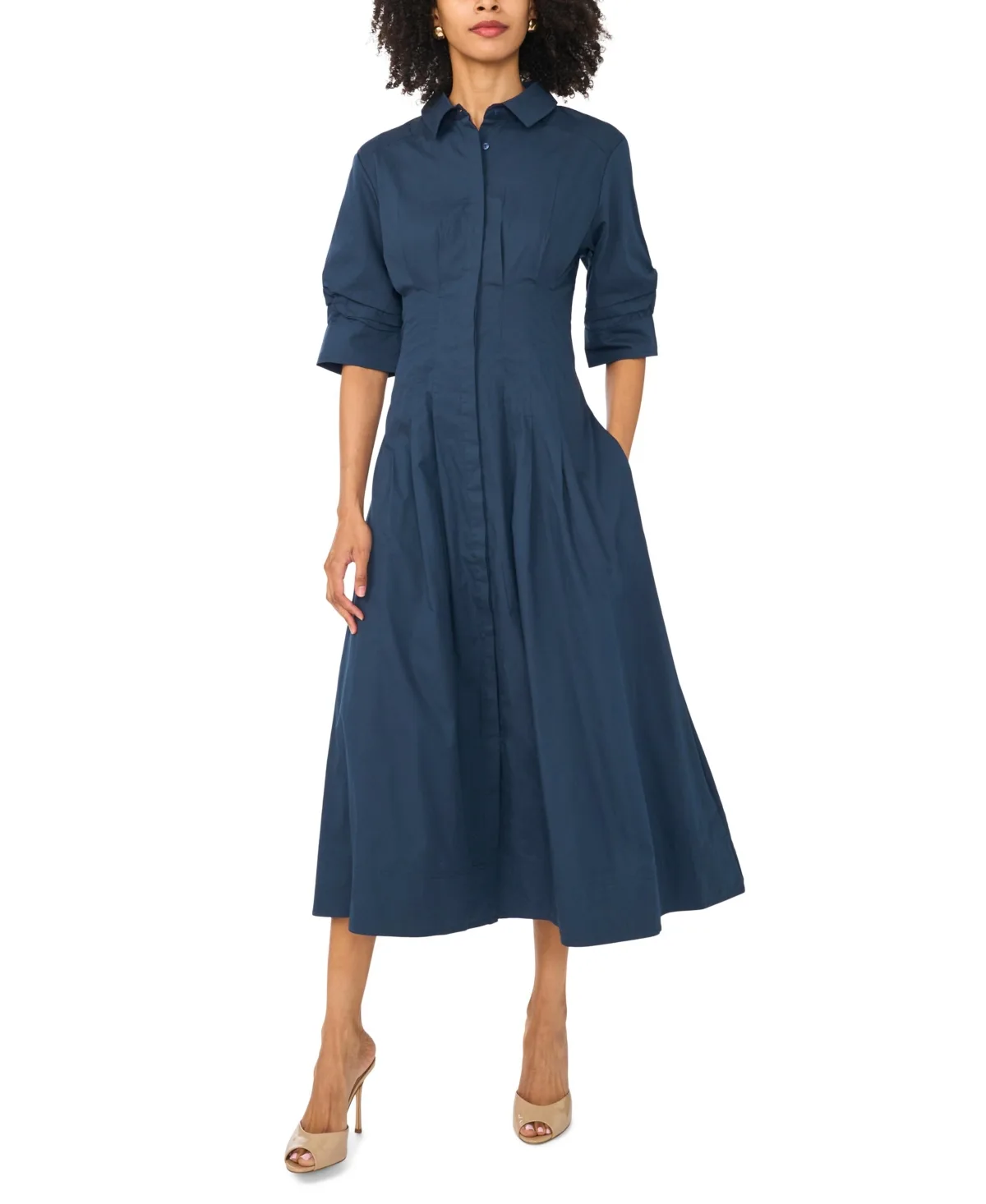 Collared Neck Shirt Dress