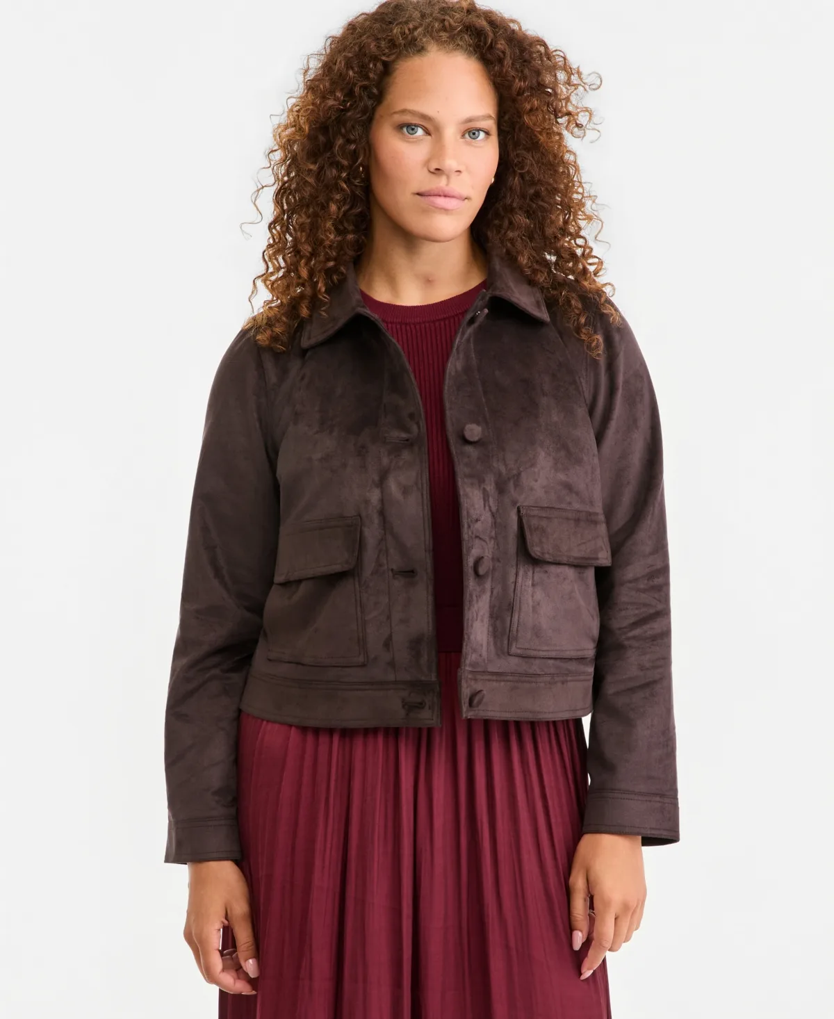 Cropped Faux Suede Jacket by On 34th