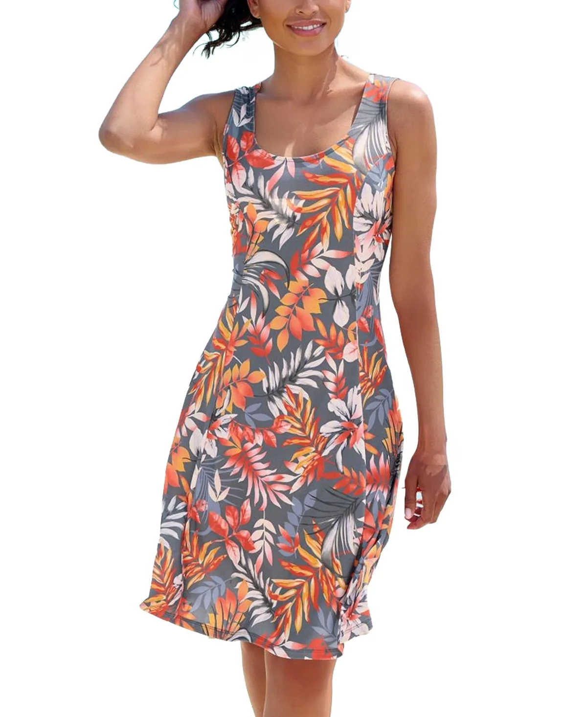 Strappy Back A-Line Scoop-Neck Short Dress by Lascana