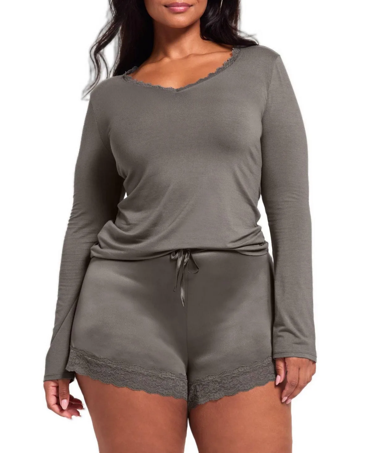 Kezha Pajama Long Sleeve Top and Short Set by Adore Me