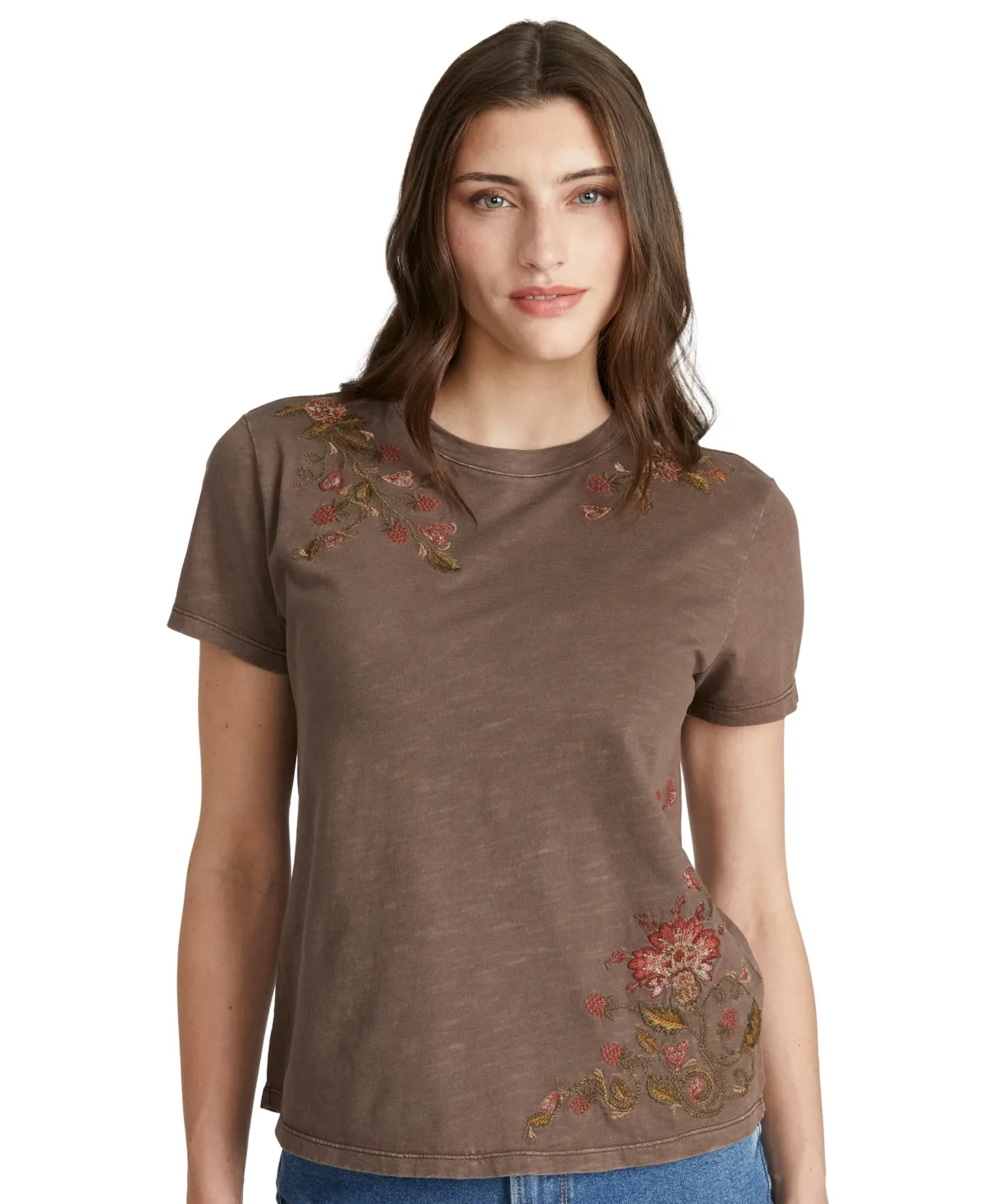 Rosevine Embroidered Relaxed Short-Sleeve T-Shirt by Driftwood