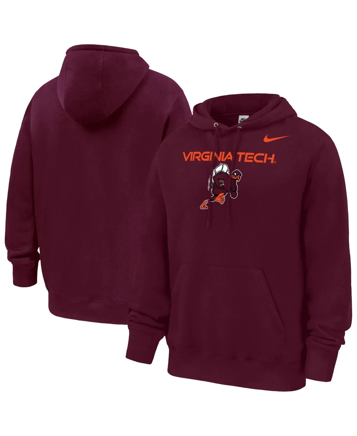 Rushing Hokie Club Fleece Virginia Tech Hokies Graphic Hoodie by Nike