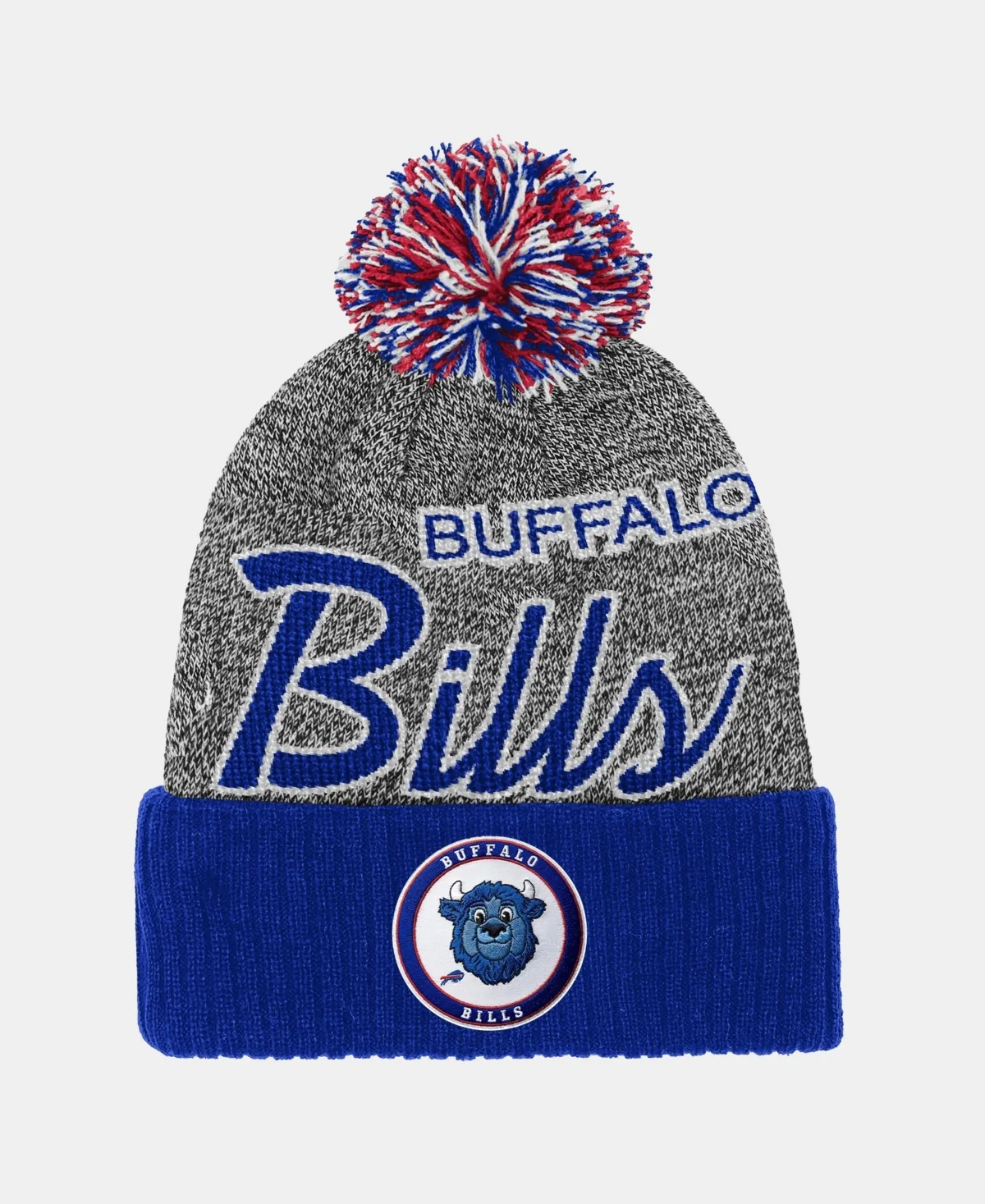 Buffalo Bills Cuffed Knit Puff Hat by Mitchell & Ness