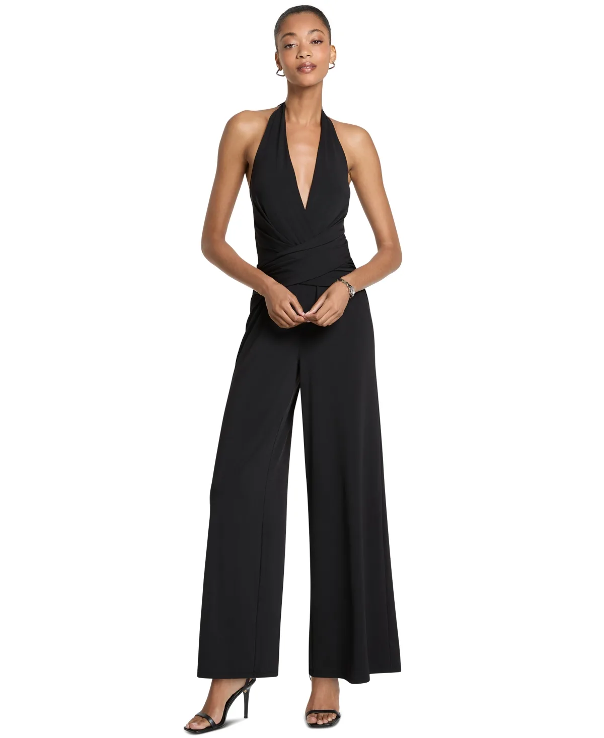 Halter Wide-Leg Wrap-Front Jumpsuit by MICHAEL Michael Kors