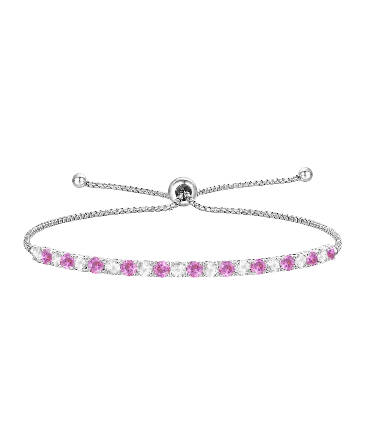 Lab-Grown Opal (7/8 ct. t.w.) & Lab-Grown White Sapphire (1-1/10 ct. t.w.) Bolo Bracelet in Sterling Silver