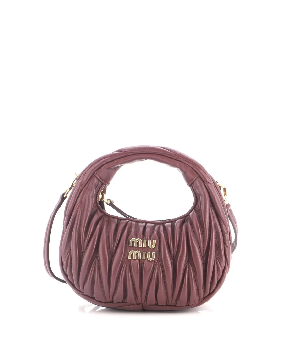 Pre-Owned Miu Miu Wander Mini Matelasse Leather Hobo with Removable Strap by Miu Miu