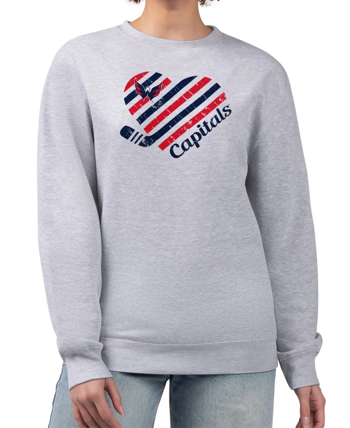 G-Iii 4Her by Carl Banks Washington Capitals Heart Graphic Long-Sleeve Crewneck Sweatshirt by G-III