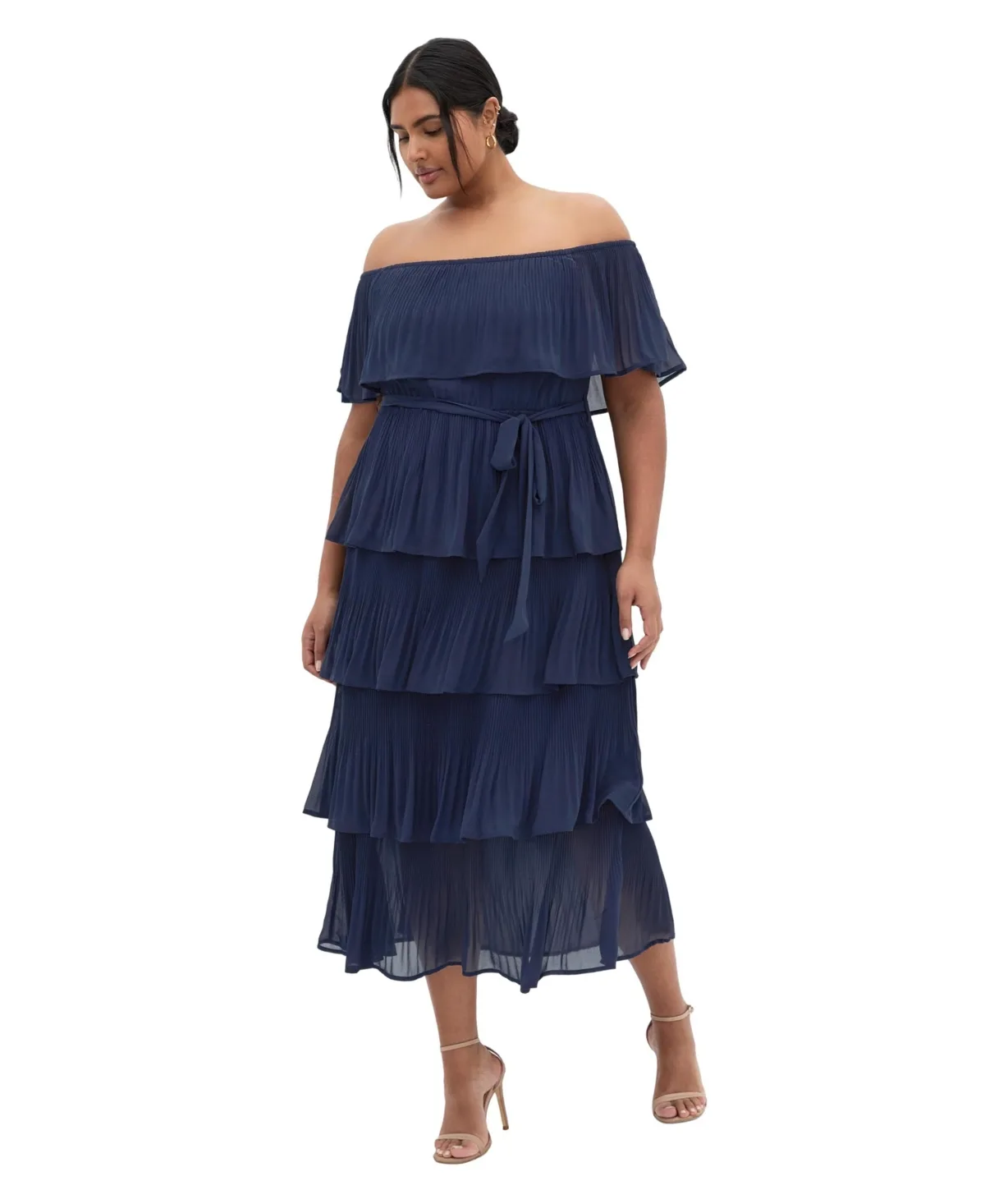 Night Garden Tier Midi Dress by City Chic