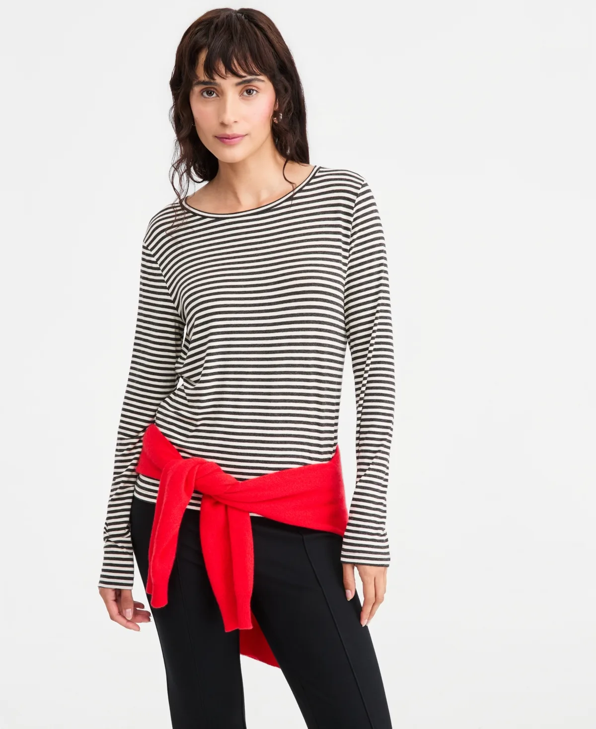 Emmmora Striped Three-Quarter-Sleeve T-Shirt by Emme Marella